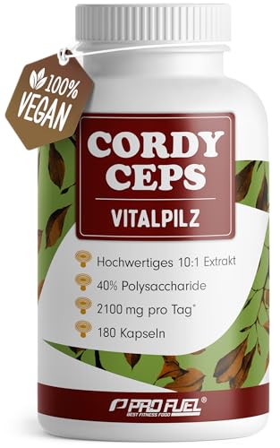 Cordyceps Kapseln 180x - 2100 mg Vitalpilz-Extrakt...