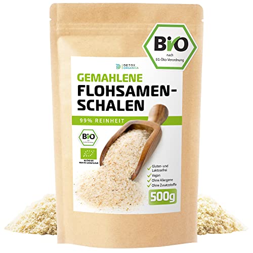 Flohsamenschalen Gemahlen Bio 500g, 99% Reinheit...
