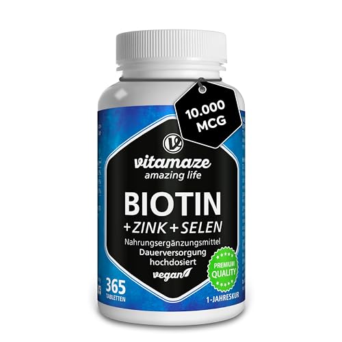 Biotin hochdosiert 10.000 mcg + Selen + Zink für...