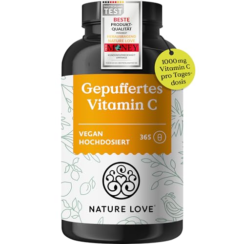 NATURE LOVE® Gepuffertes Vitamin C - Hochdosiert...