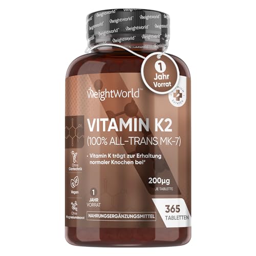 Vitamin K2 MK7-365 vegane Tabletten - 200µg je...