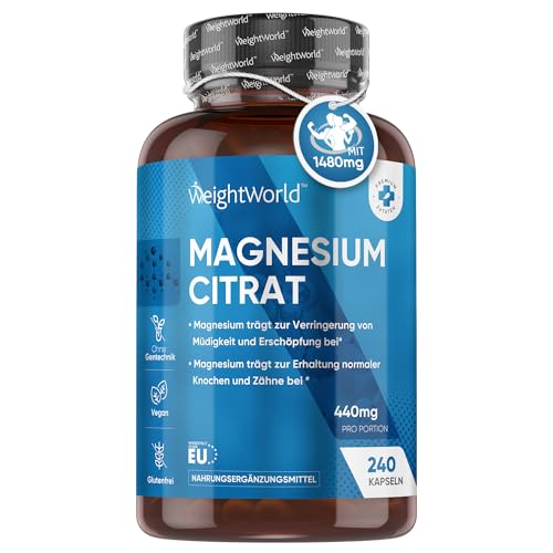 Magnesiumcitrat - 240 vegane Magnesium Kapseln -...
