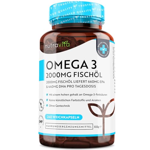 Omega 3 Kapseln hochdosiert 240-2000mg Fischöl...