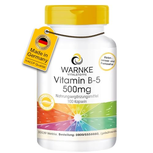 Vitamin B5 500 mg - 100 Kapseln Pantothensäure,...