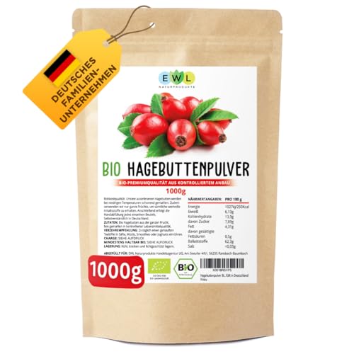 EWL Naturprodukte 1kg Bio Hagebuttenpulver | Ganze...