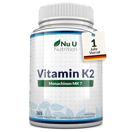Vitamin K2 MK7 200µg - 365 Vegane Tabletten - 12...