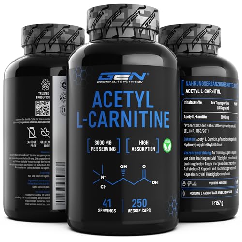 Acetyl L-Carnitin 3000 mit 250 Kapseln - 3000 mg...